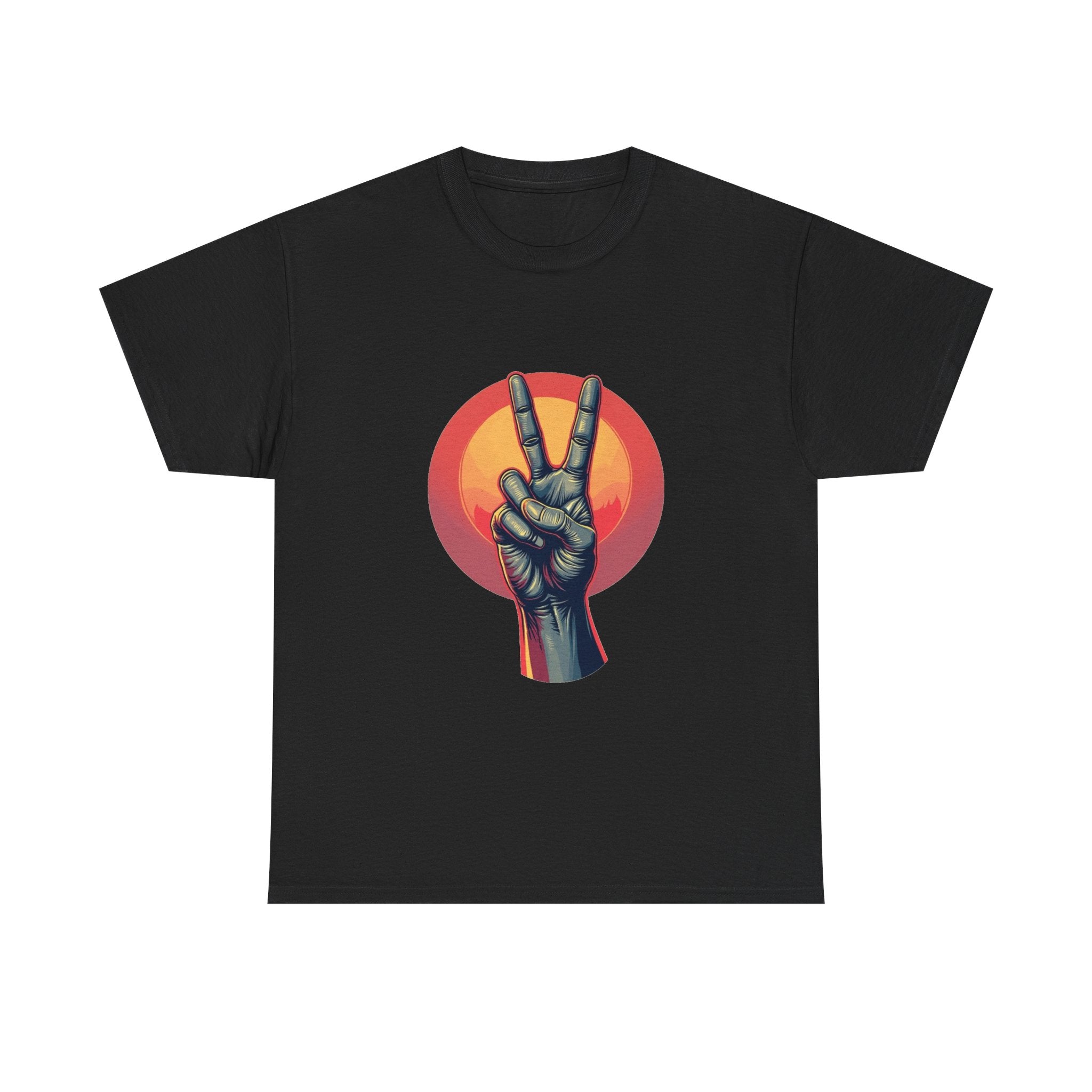 'Peace Sign' Graphic Retro Sunset Victory Hand T-Shirt