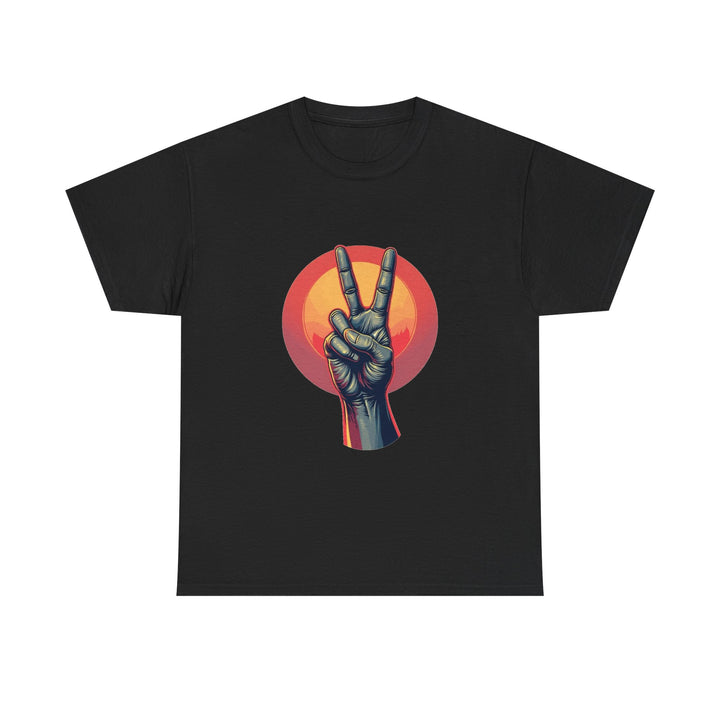 'Peace Sign' Graphic Retro Sunset Victory Hand T-Shirt