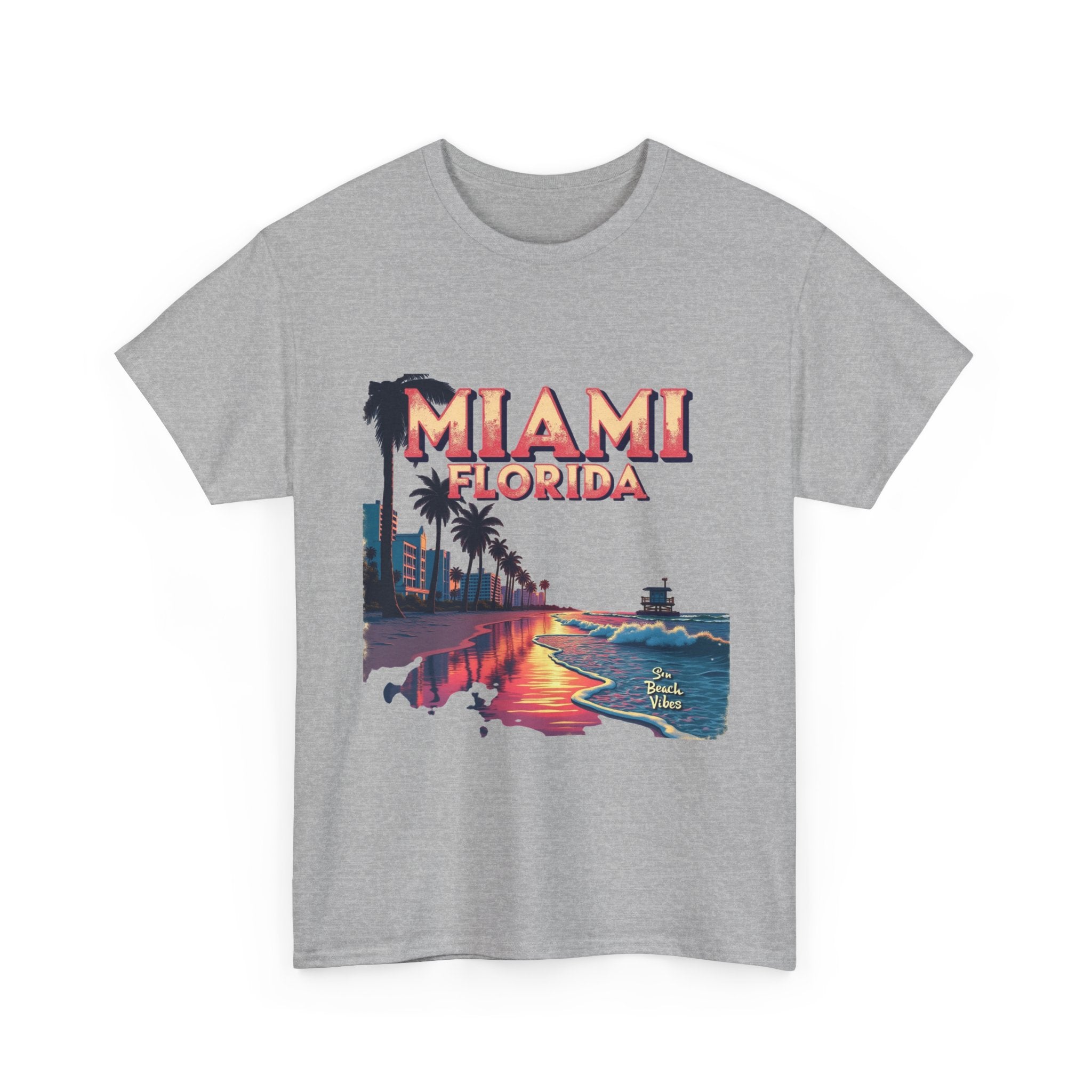 'Miami Florida' Sunset Retro Beachscape T-Shirt