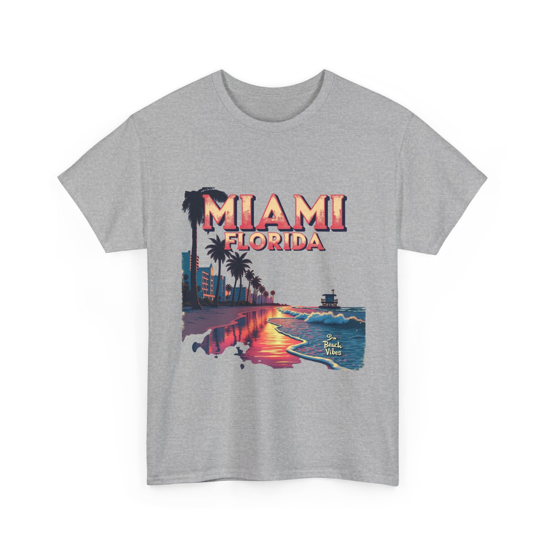 'Miami Florida' Sunset Retro Beachscape T-Shirt