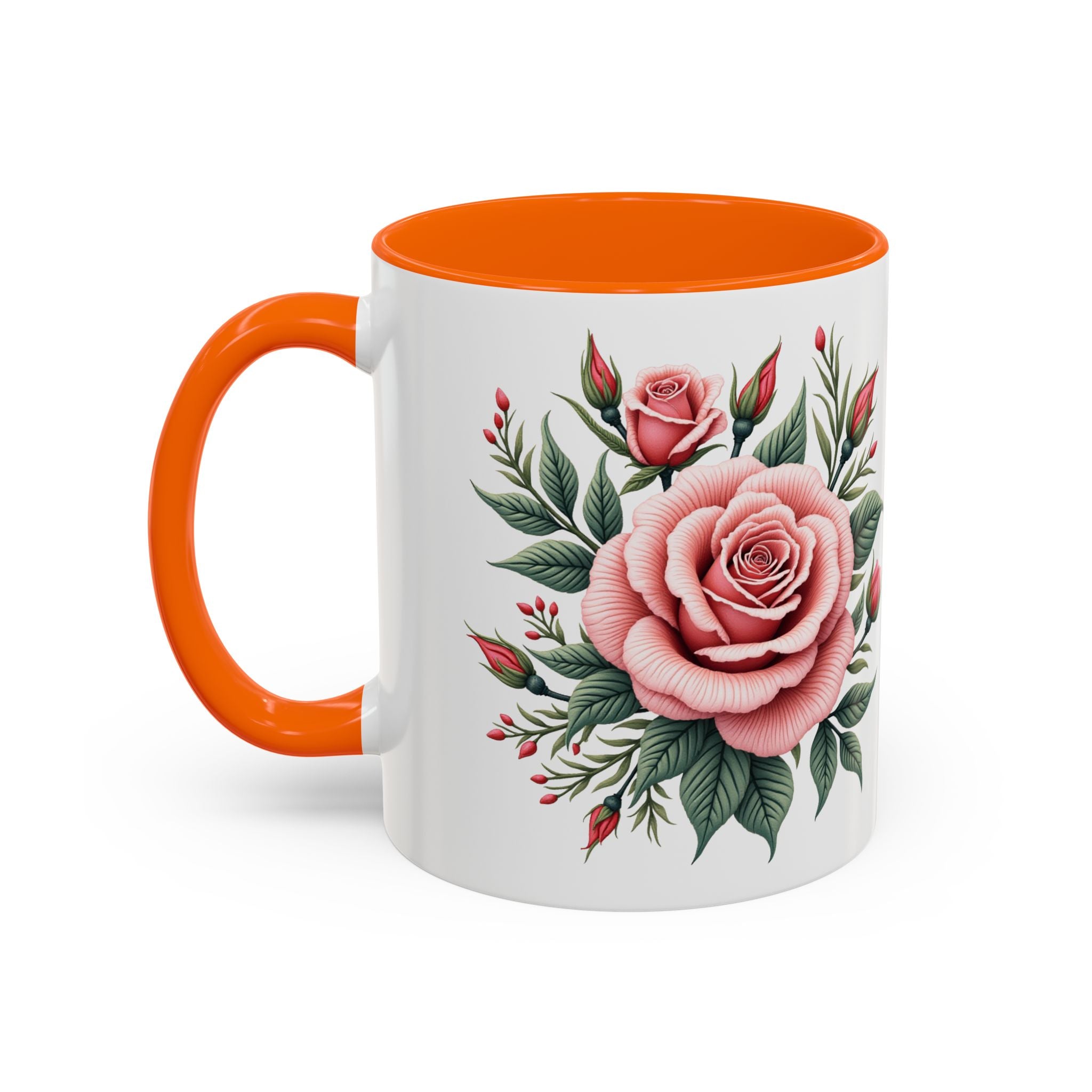 Pink Rose Accent Floral Ceramic Tea & Coffee Cup