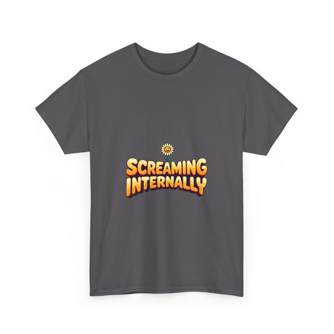 'Screaming Internally' Funny Retro Sun Graphic Cotton T‑Shirt