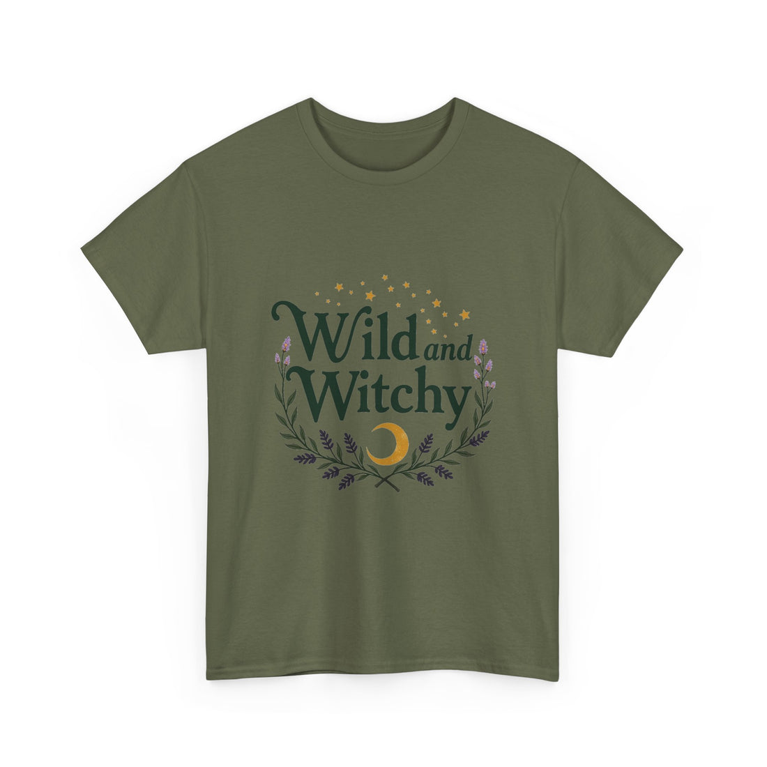 'Wild and Witchy' Moon & Laurel Witchcraft Graphic T‑Shirt