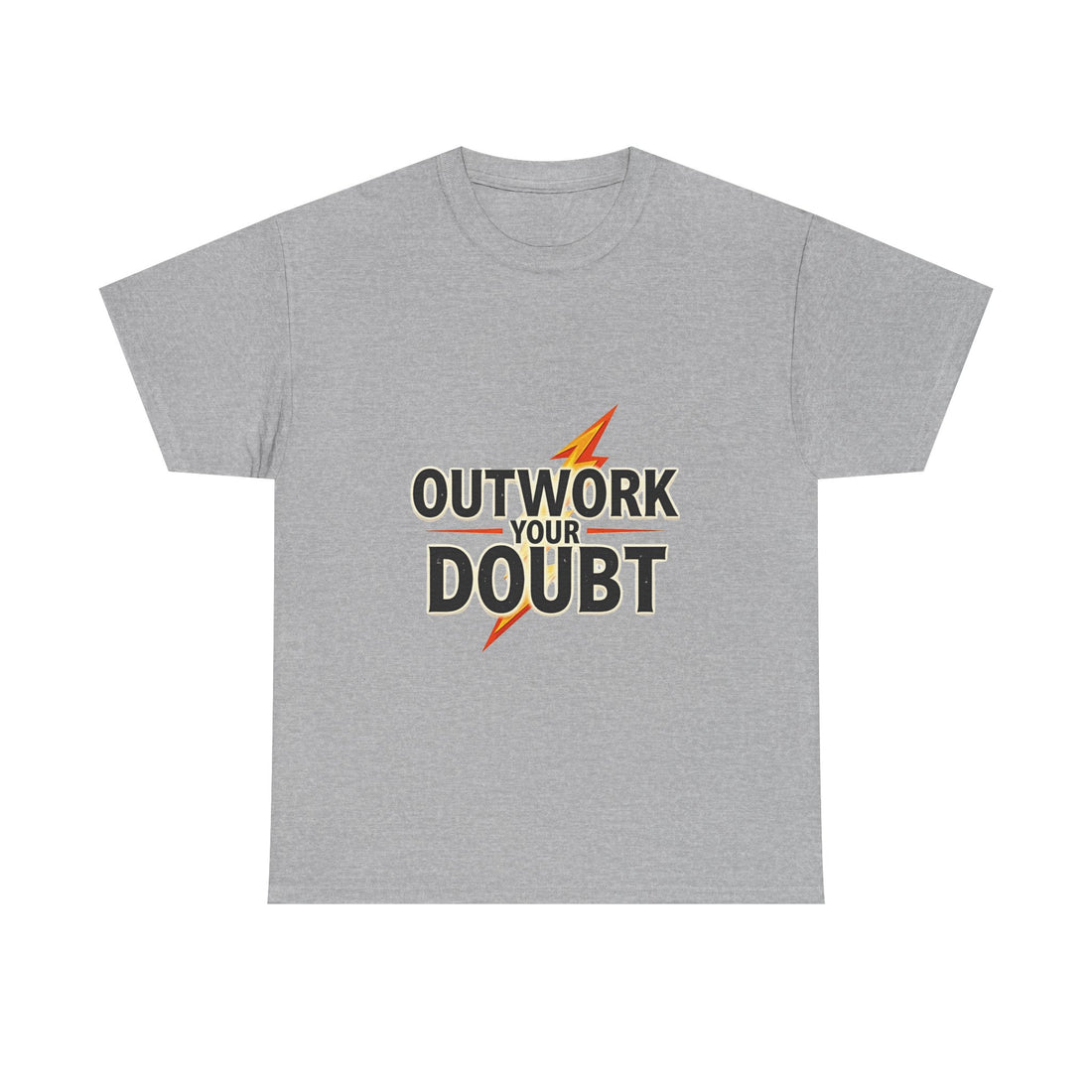 'Outwork Your Doubt' Motivational Lightning Graphic T-Shirt
