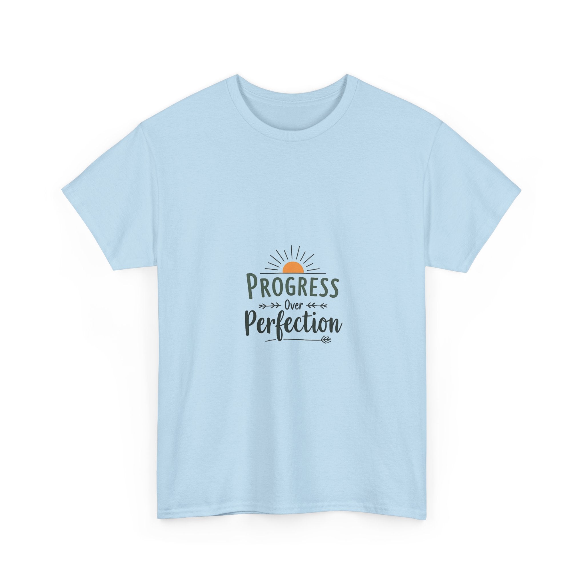 'Progress Over Perfection' Inspirational Sunrise Graphic T-shirt