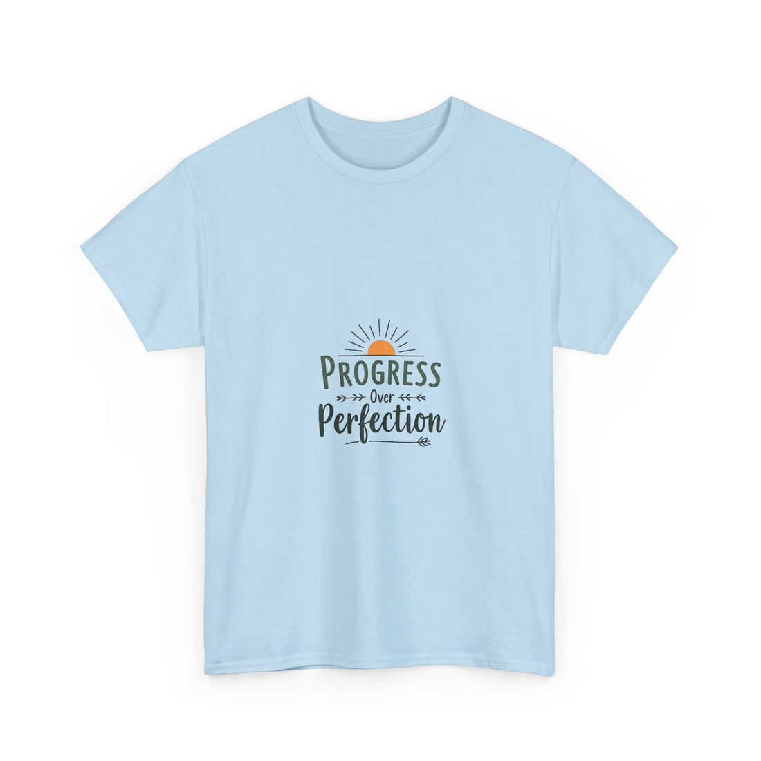 'Progress Over Perfection' Inspirational Sunrise Graphic T-shirt