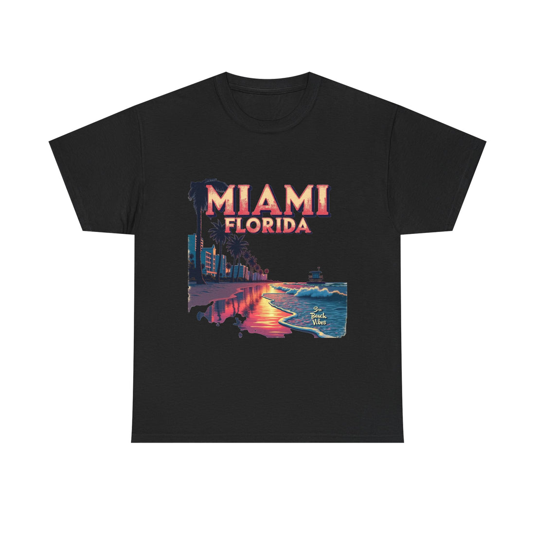'Miami Florida' Sunset Retro Beachscape T-Shirt