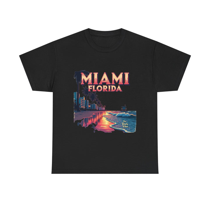 'Miami Florida' Sunset Retro Beachscape T-Shirt