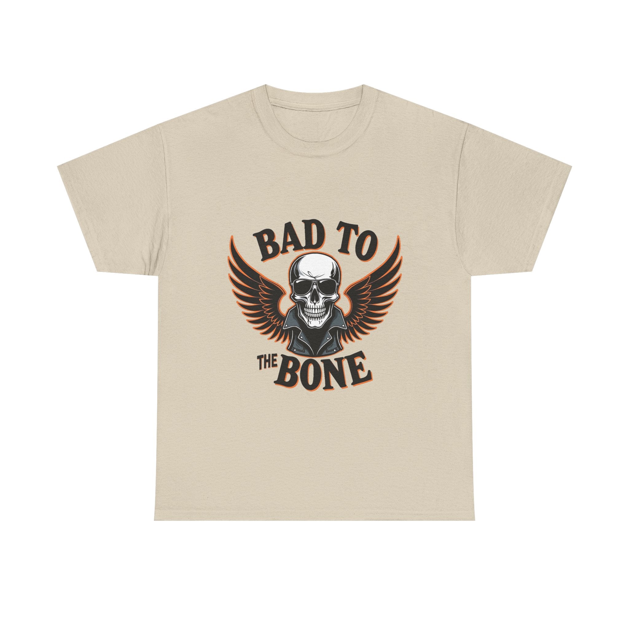 'Bad to the Bone' Skull Vintage Winged Skull Graphic T-Shirt