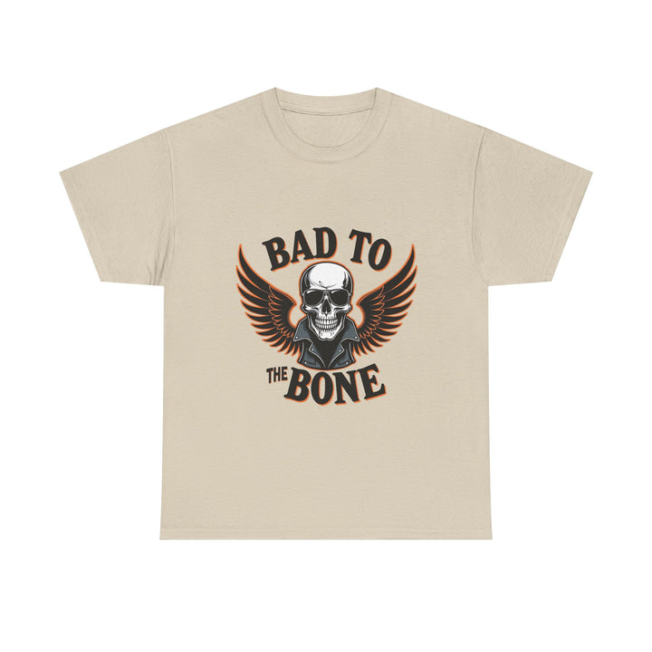 'Bad to the Bone' Skull Vintage Winged Skull Graphic T-Shirt