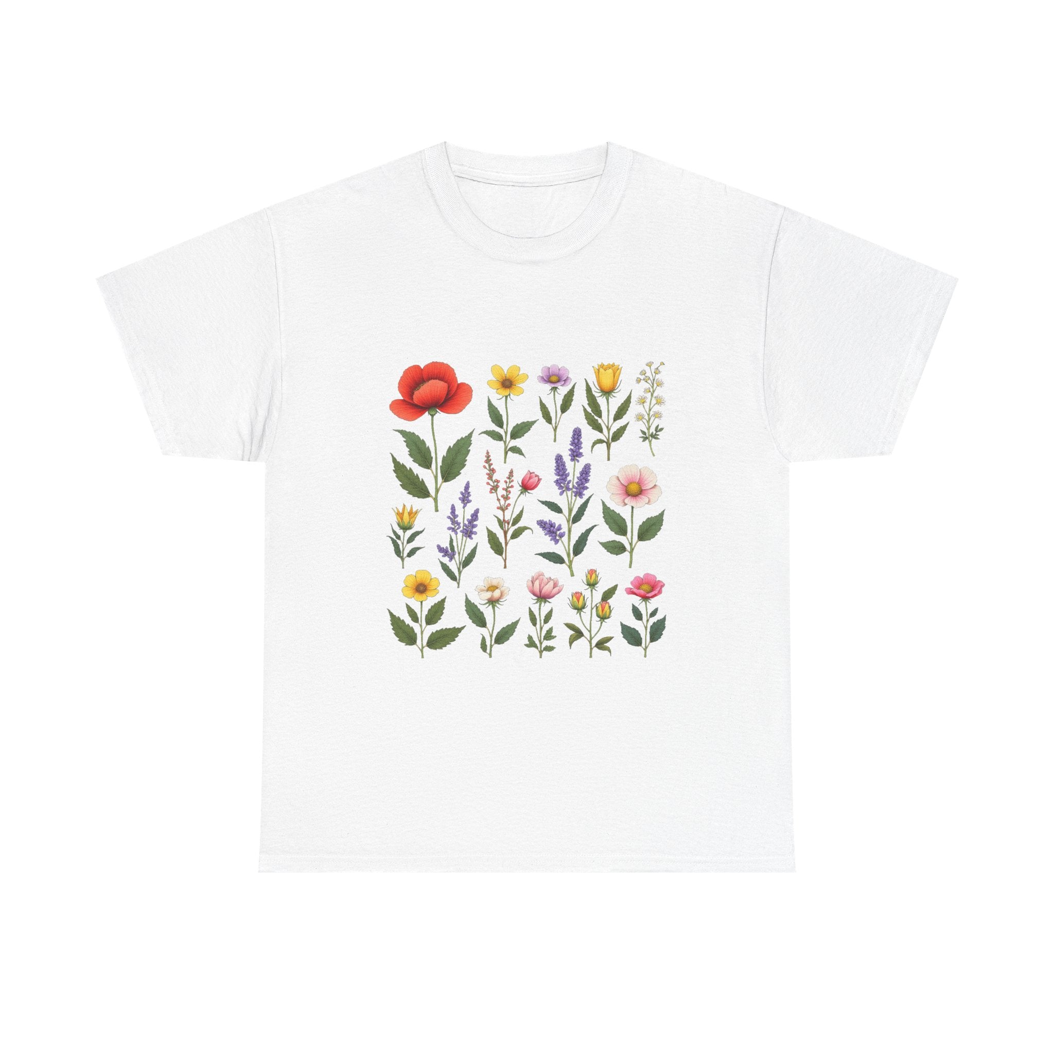 Floral Garden Watercolor Wildflower Print T-Shirt