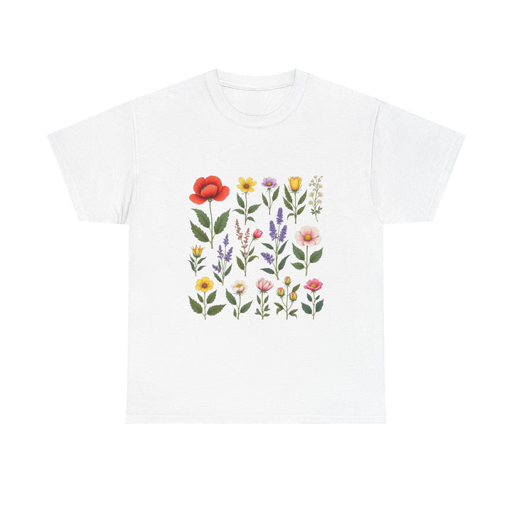 Floral Garden Watercolor Wildflower Print T-Shirt