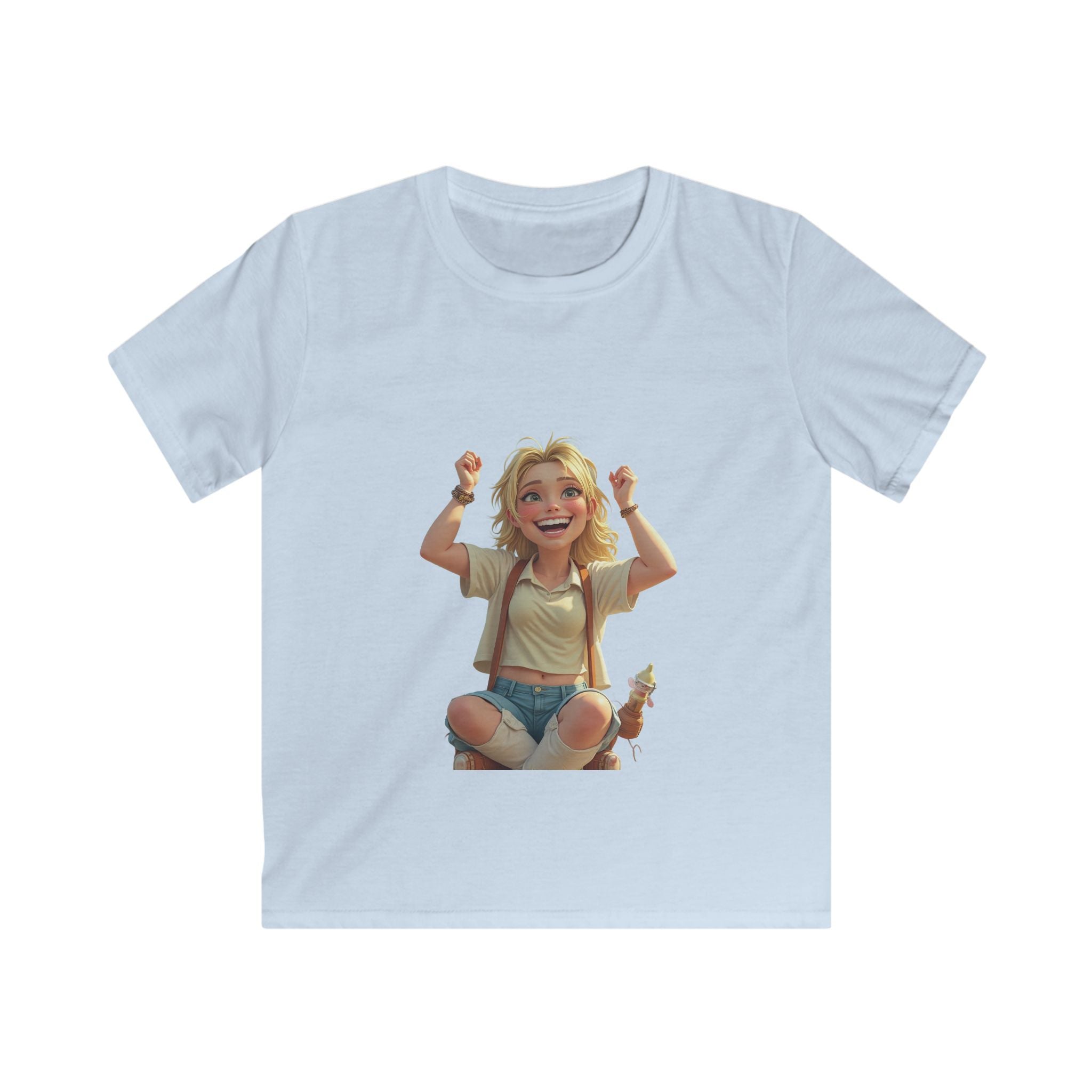 Smiling Girl Crown Illustration Cute Youth T‑Shirt