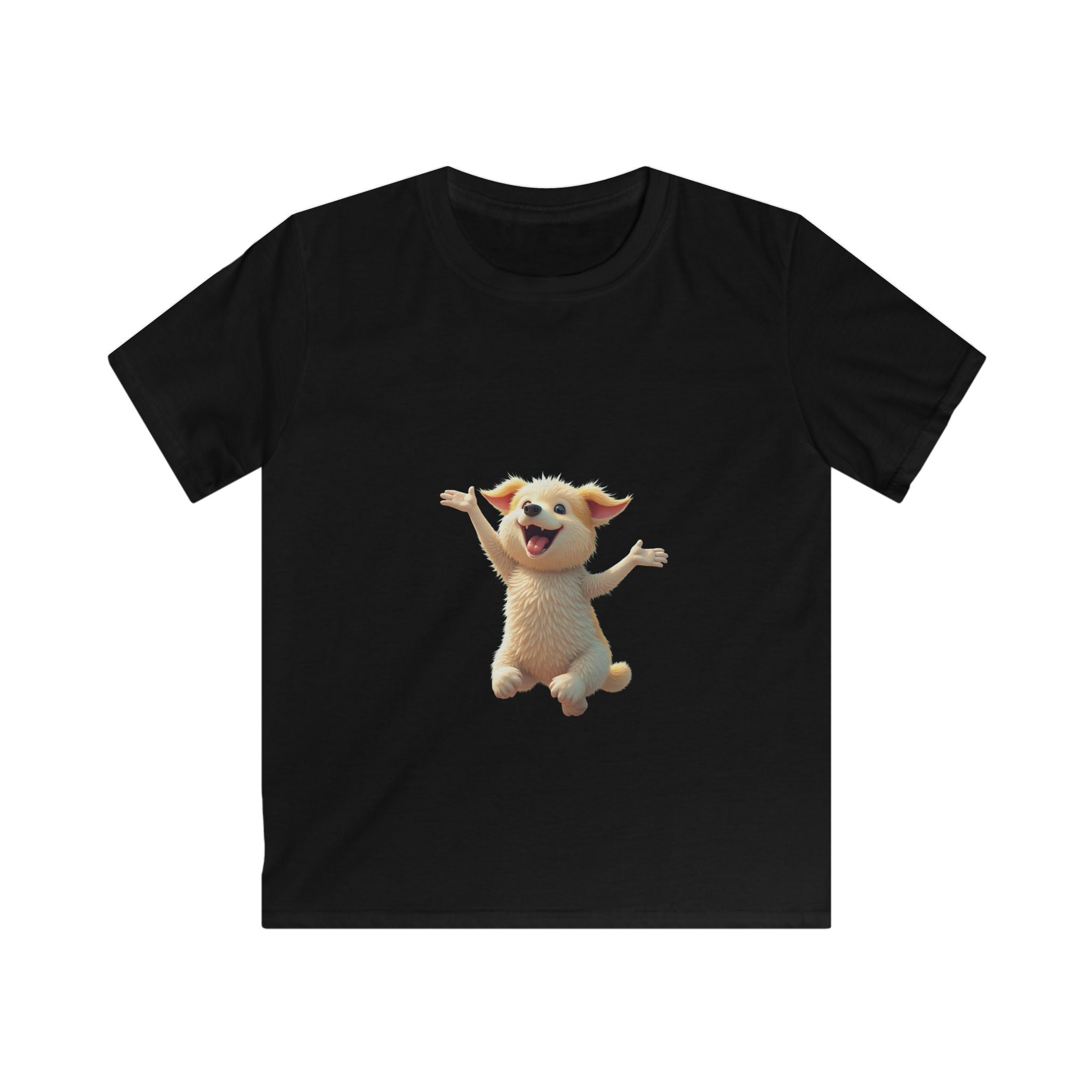 Happy Jumping Fluffy Creature Cute Cartoon T‑Shirt
