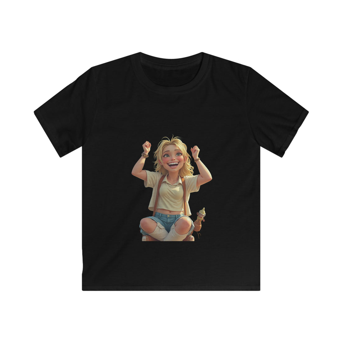 Smiling Girl Crown Illustration Cute Youth T‑Shirt