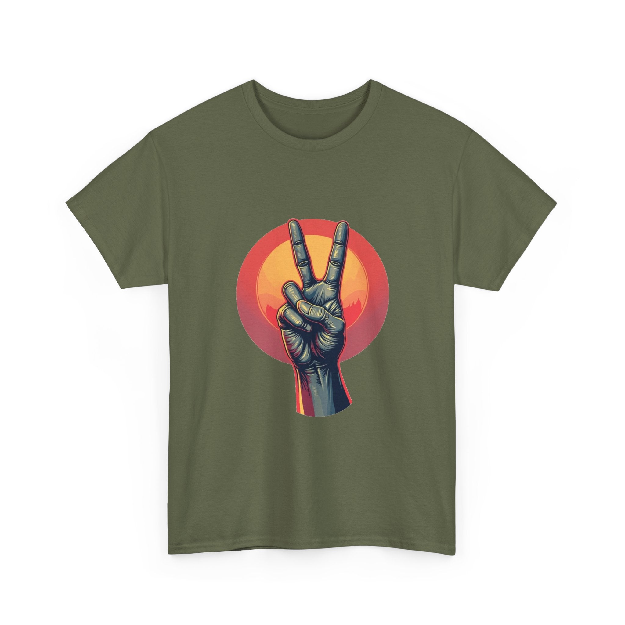 'Peace Sign' Graphic Retro Sunset Victory Hand T-Shirt