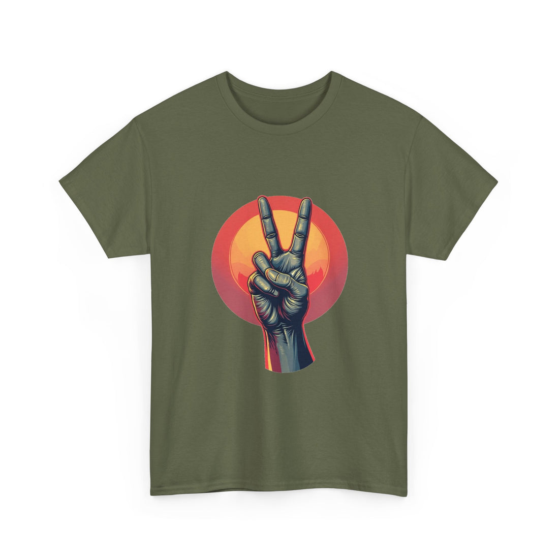 'Peace Sign' Graphic Retro Sunset Victory Hand T-Shirt