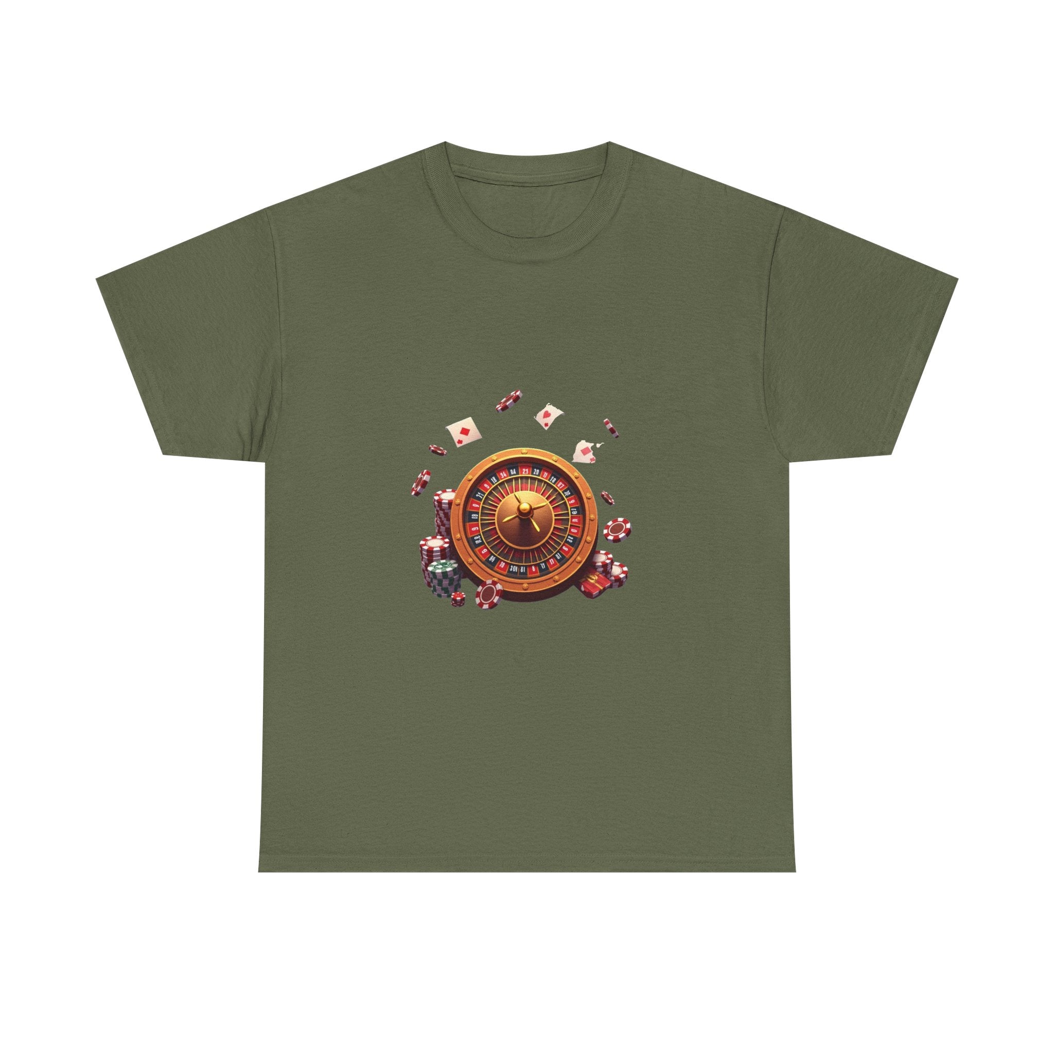 'Casino Roulette' Retro Vegas Gambling Design with Chips & Cards