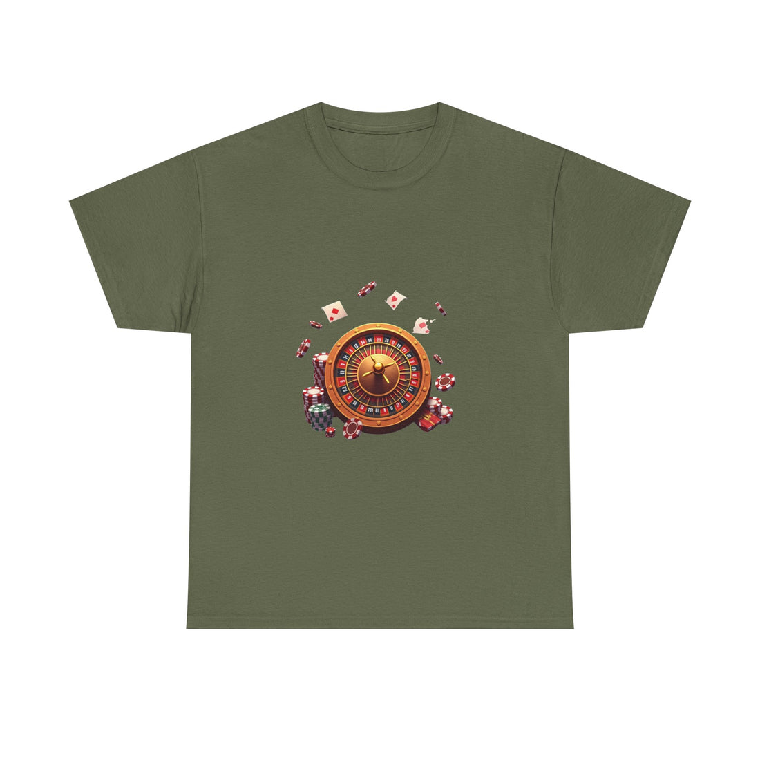 'Casino Roulette' Retro Vegas Gambling Design with Chips & Cards