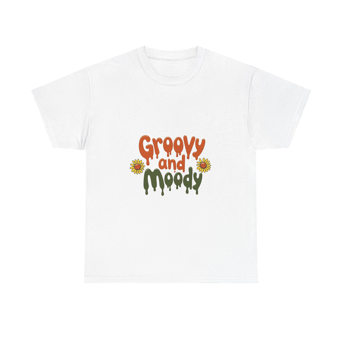 'Groovy and Moody' Retro Flower Graphic T‑Shirt