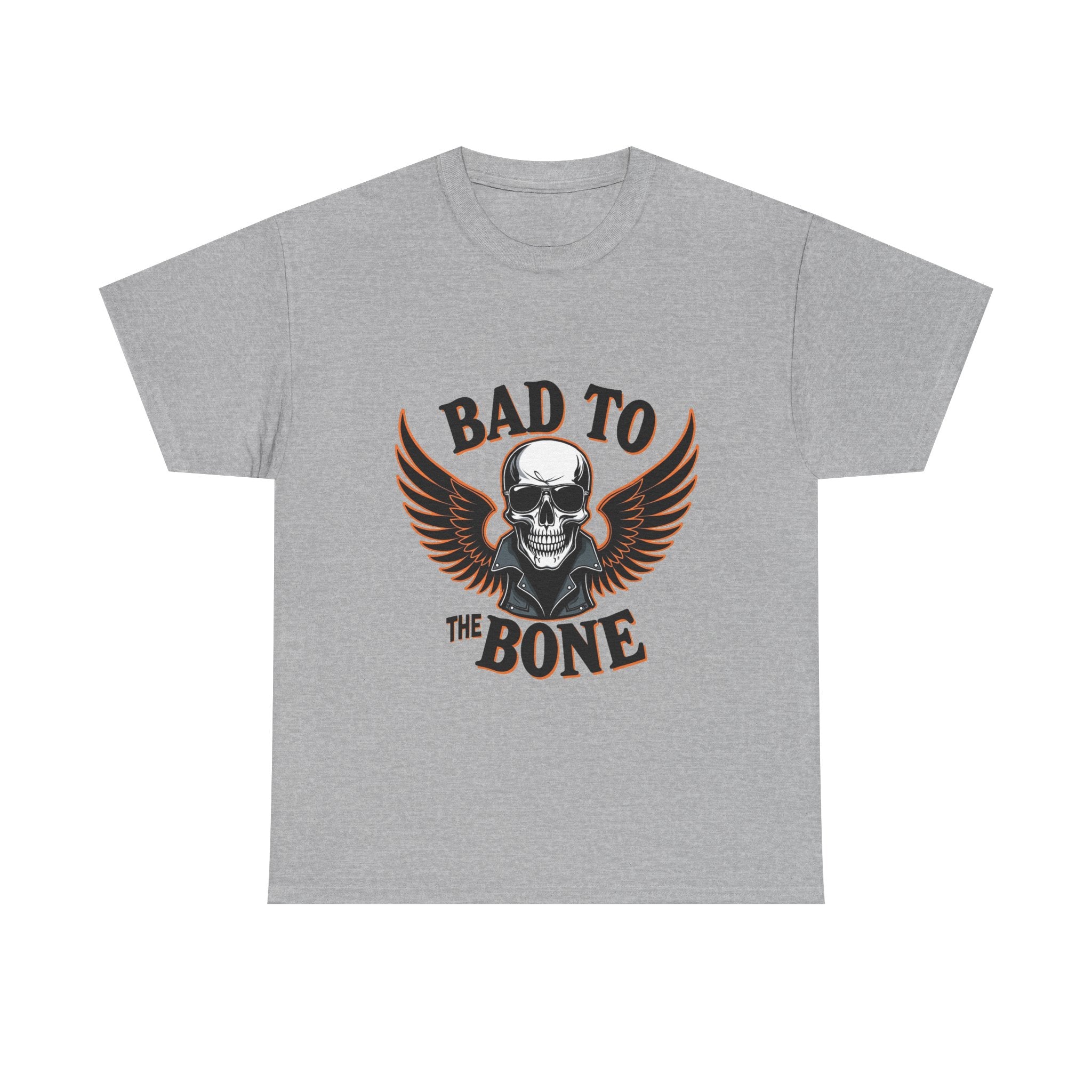 'Bad to the Bone' Skull Vintage Winged Skull Graphic T-Shirt