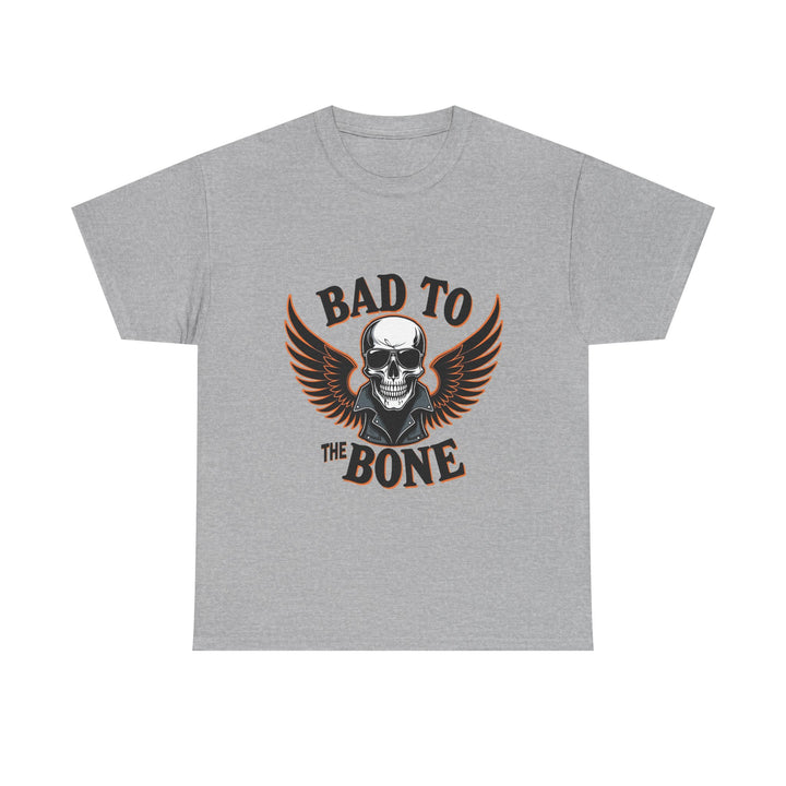 'Bad to the Bone' Skull Vintage Winged Skull Graphic T-Shirt