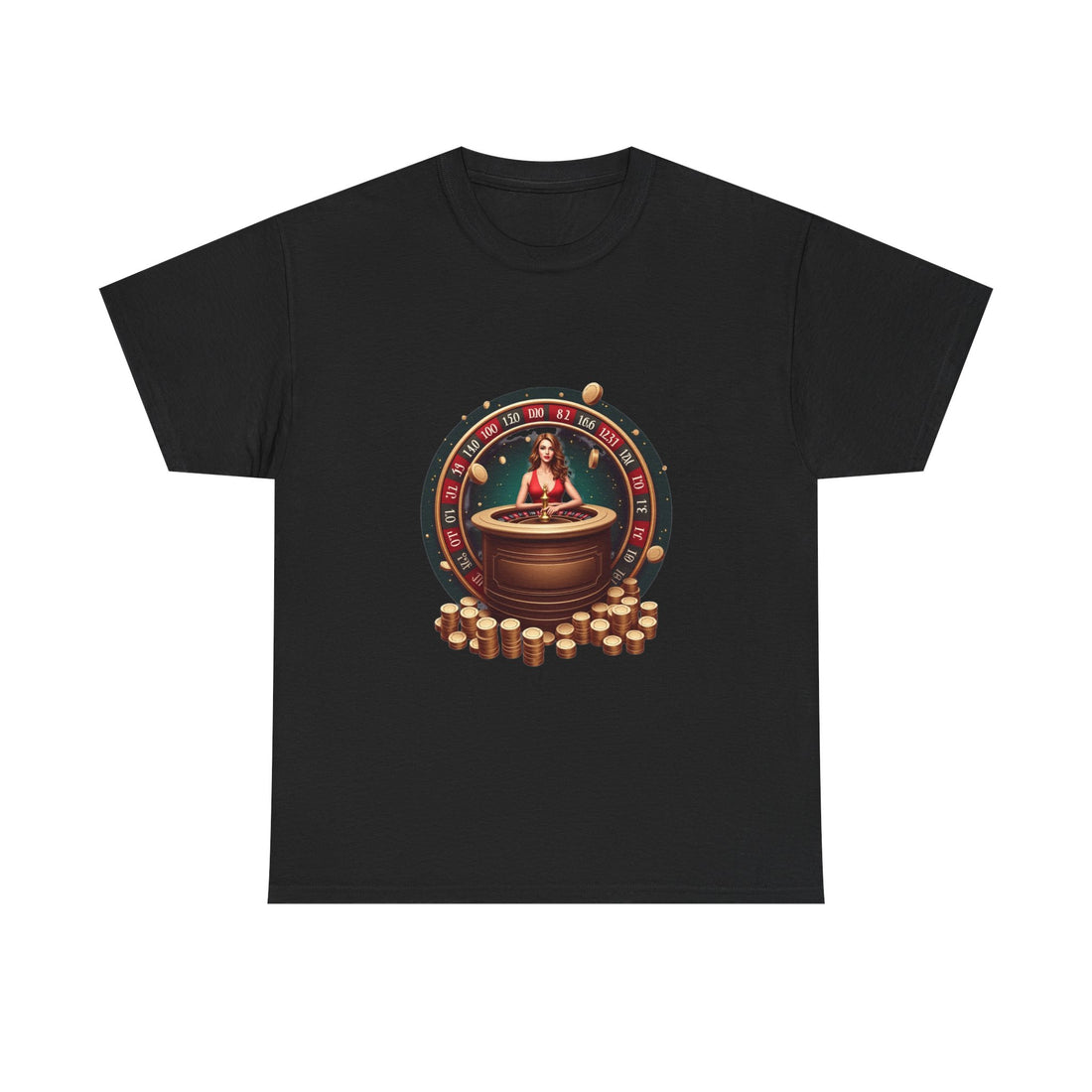 Roulette Goddess Casino Vintage Roulette Wheel & Casino Chips T-Shirt