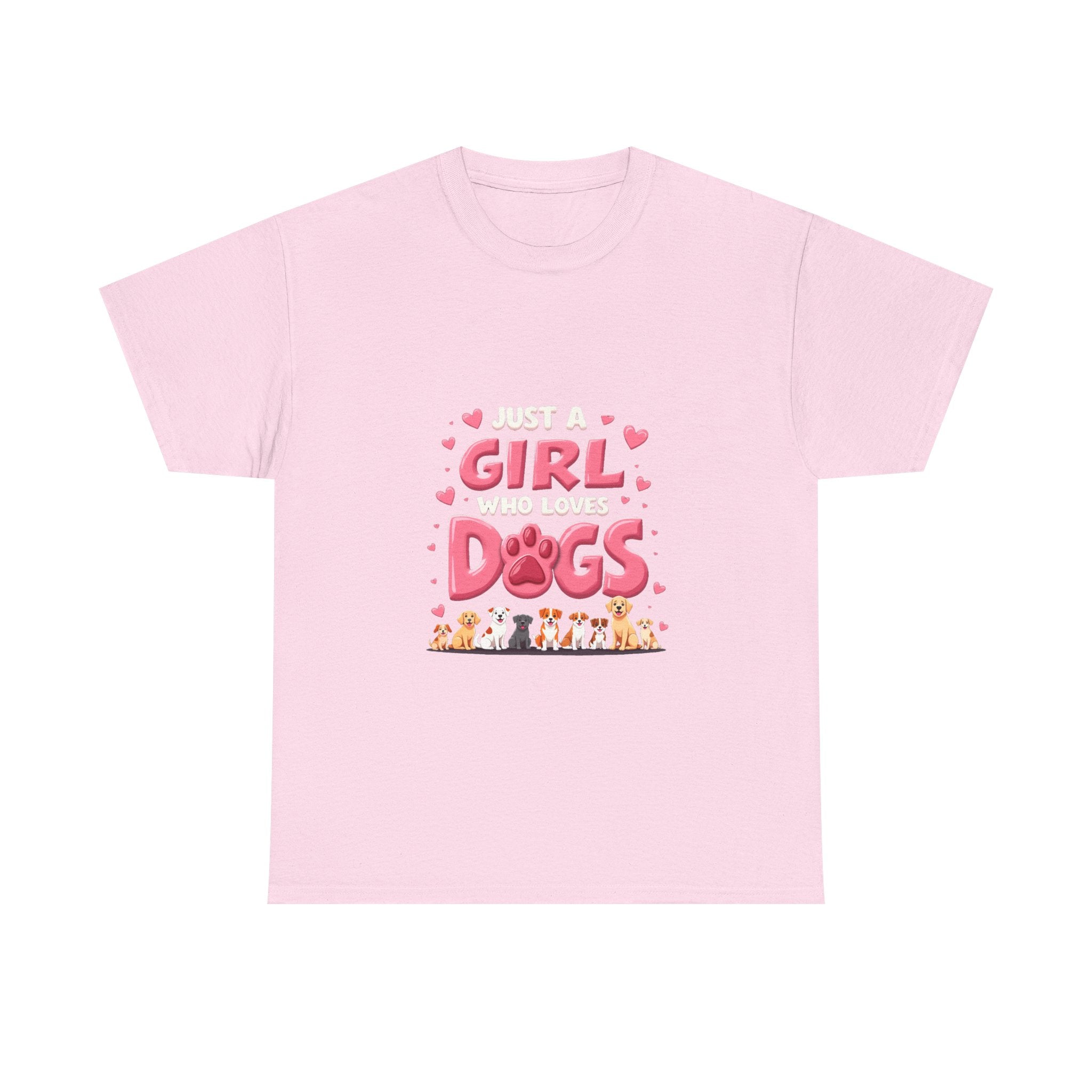 'Girl Who Loves Dogs' Cute Paw Design T-Shirt