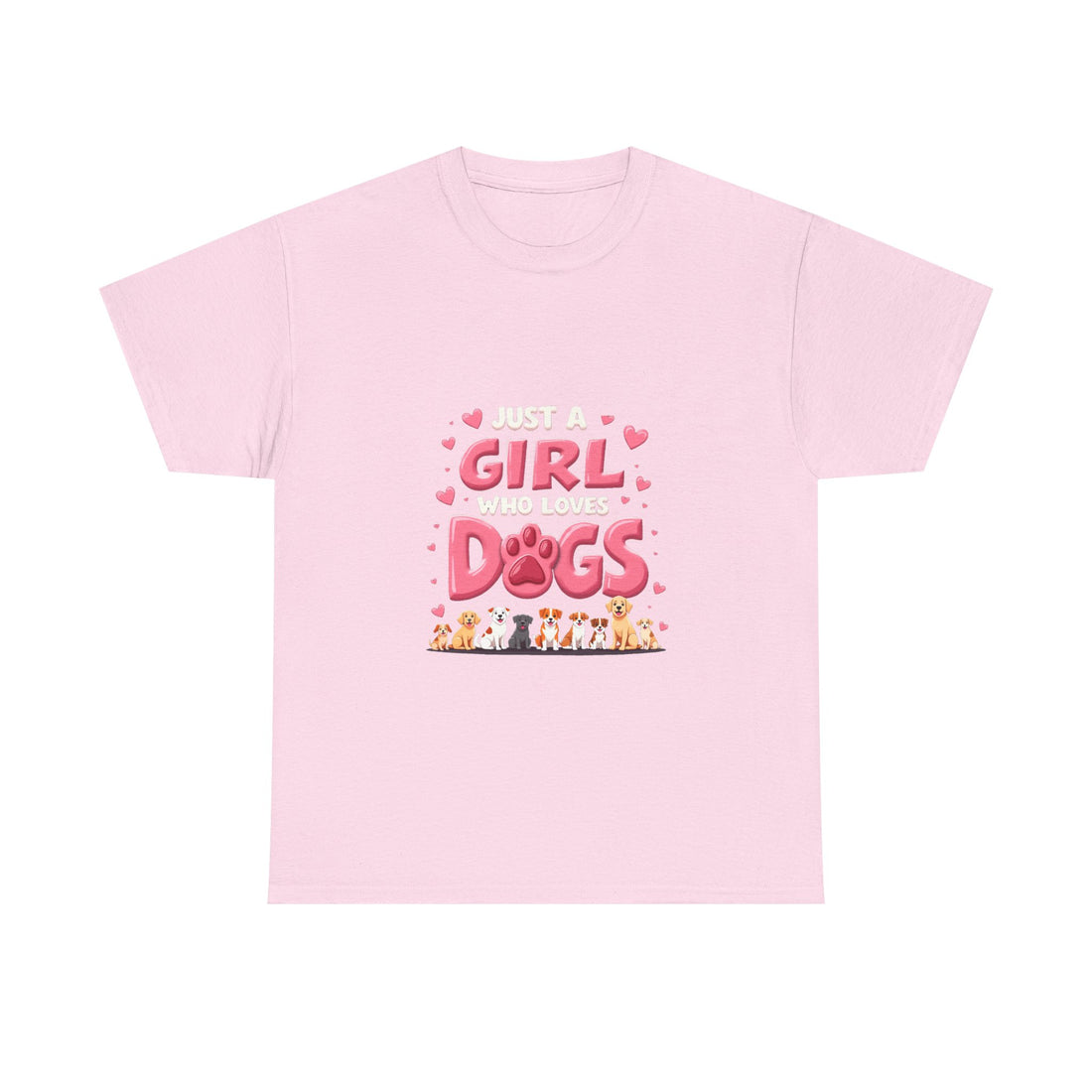 'Girl Who Loves Dogs' Cute Paw Design T-Shirt