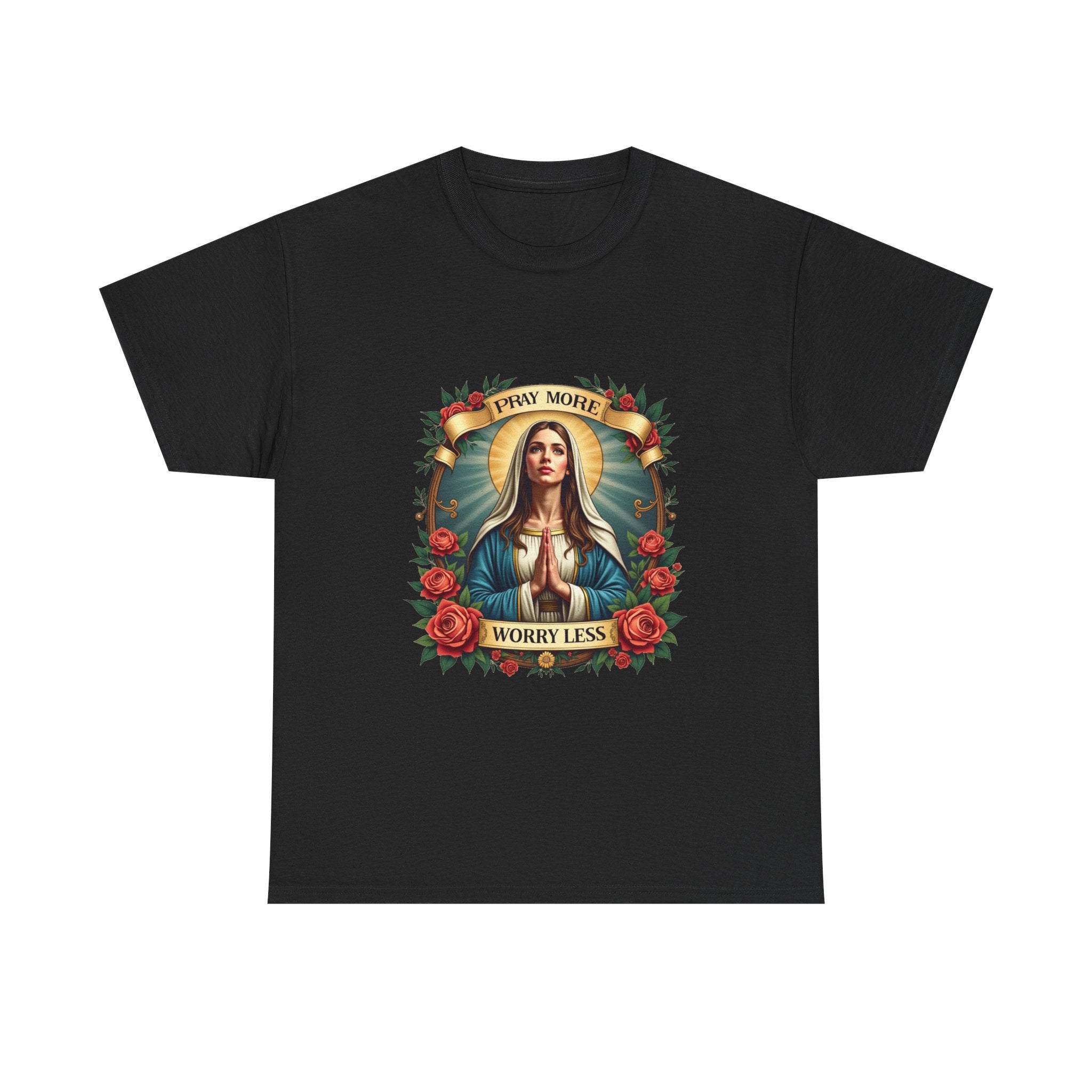 "Pray More Worry Less" Virgin Mary Graphic T-Shirt