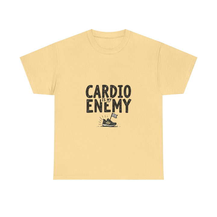 'Cardio Is My Enemy' Funny Fitness T-Shirt for Gym Lovers