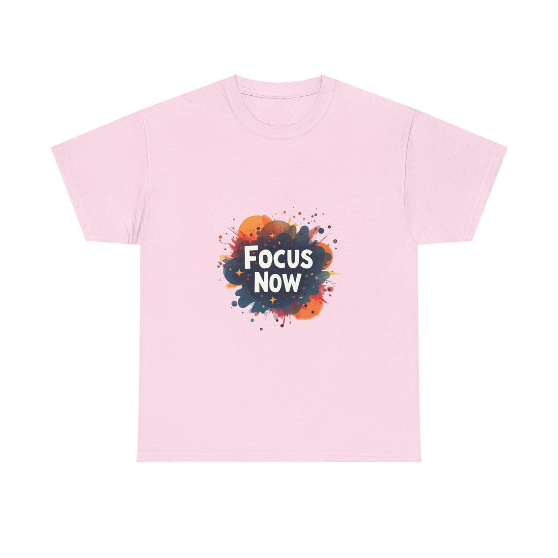 'Focus Now' Motivational Graphic T‑Shirt with Color Splash Design