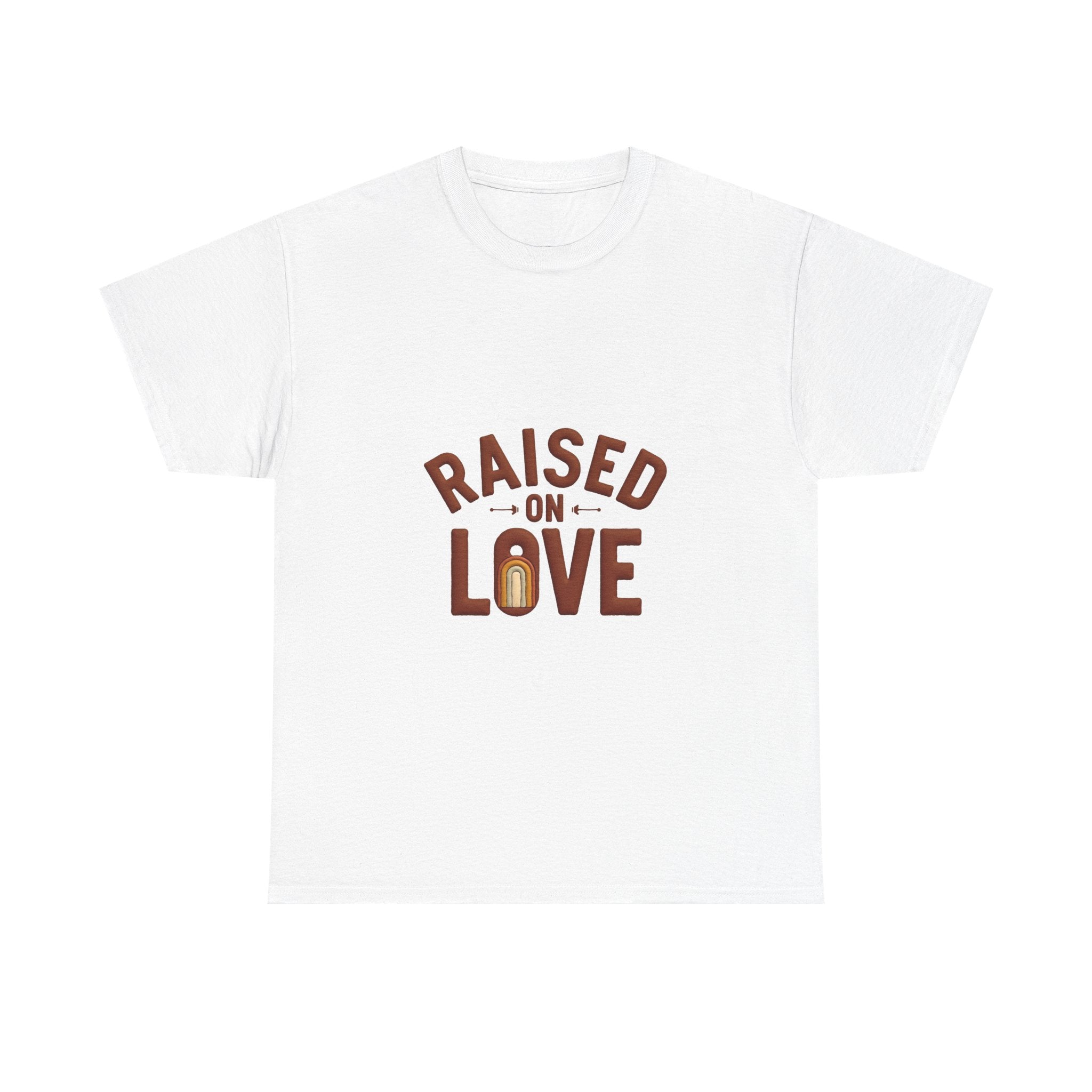 'Raised on Love' T-Shirt Vintage Heart Milk Bottle Graphic T-Shirt