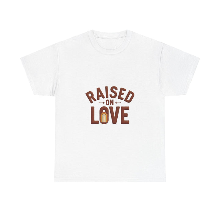 'Raised on Love' T-Shirt Vintage Heart Milk Bottle Graphic T-Shirt