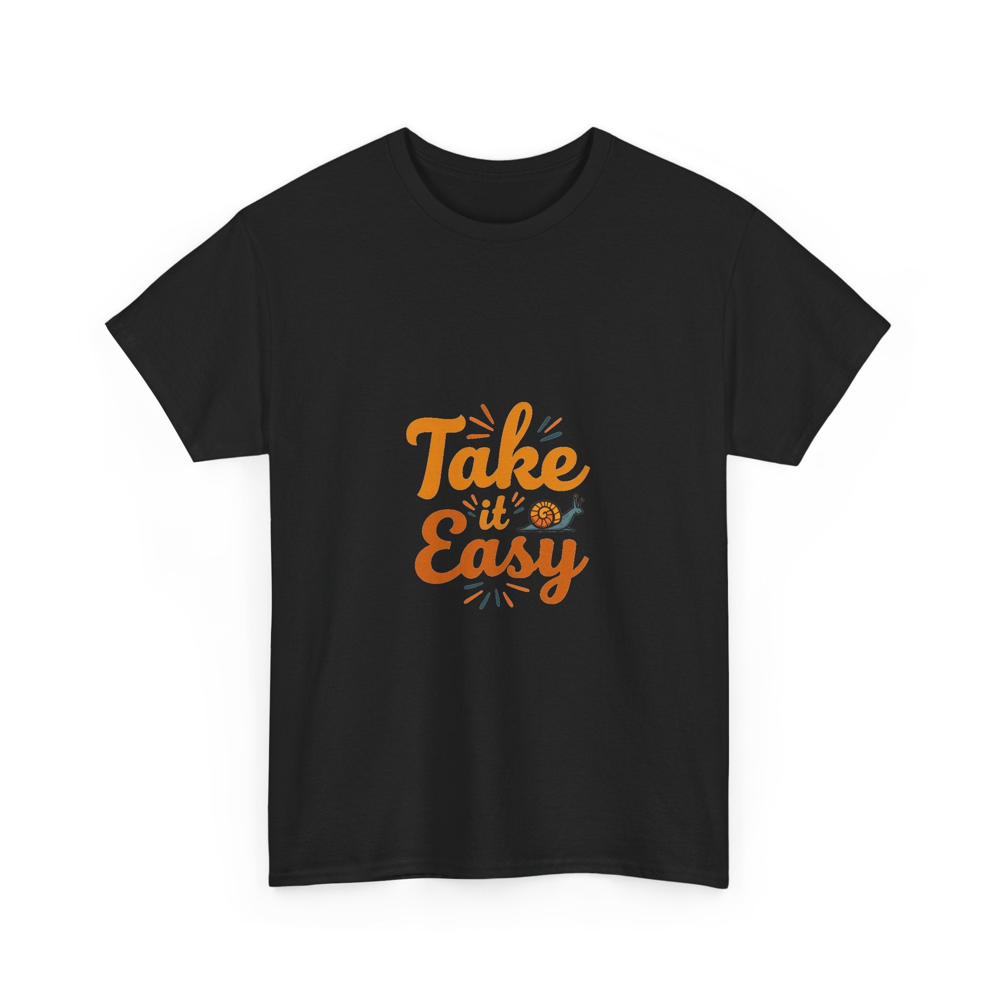 'Take It Easy' Retro Script Relaxed T-Shirt with Snail Graphic