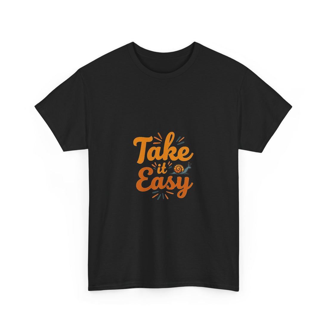 'Take It Easy' Retro Script Relaxed T-Shirt with Snail Graphic