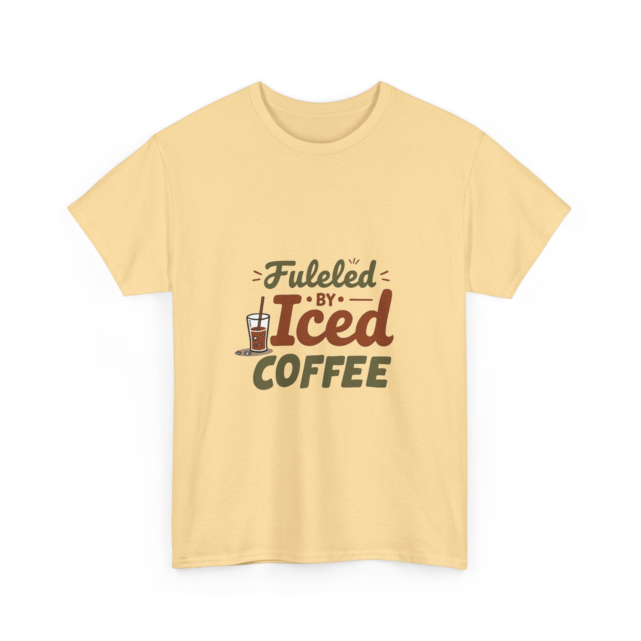 'Fueled by Iced Coffee' Retro Coffee Lover T-Shirt