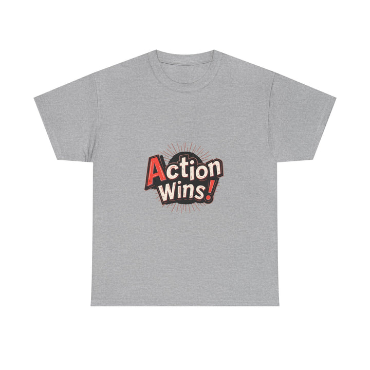 'Action Wins!' Vintage Bold Motivational T-Shirt