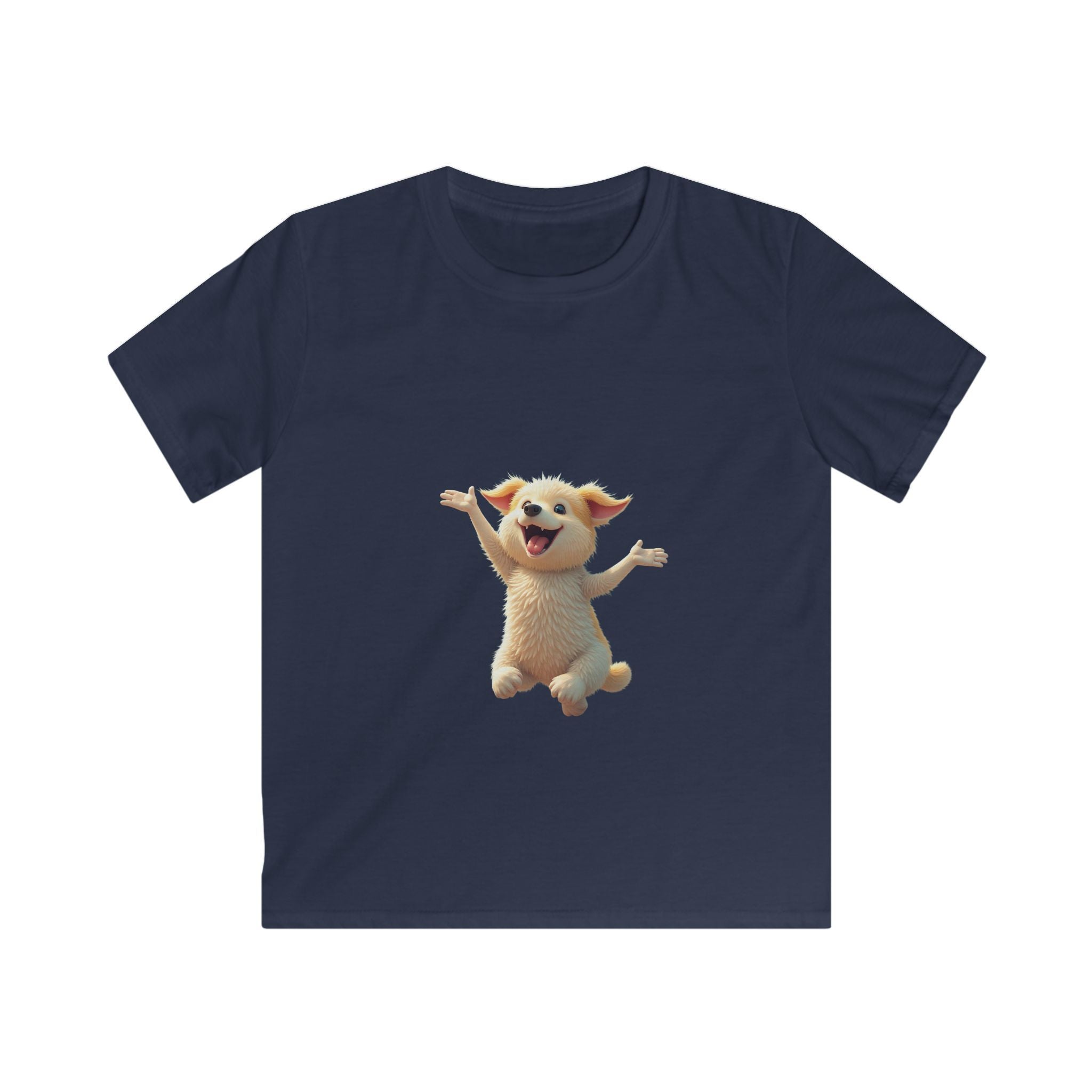 Happy Jumping Fluffy Creature Cute Cartoon T‑Shirt