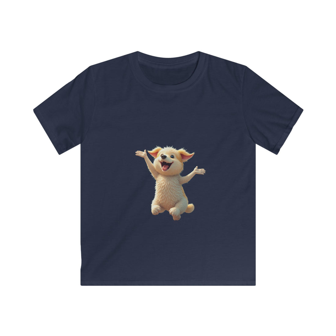 Happy Jumping Fluffy Creature Cute Cartoon T‑Shirt