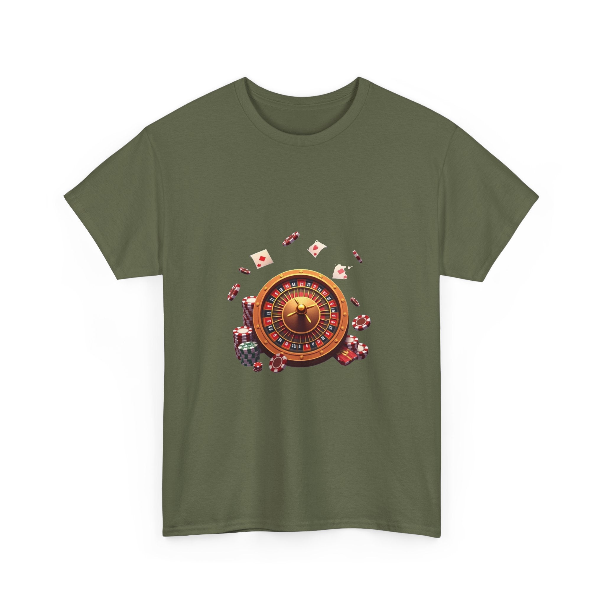 'Casino Roulette' Retro Vegas Gambling Design with Chips & Cards