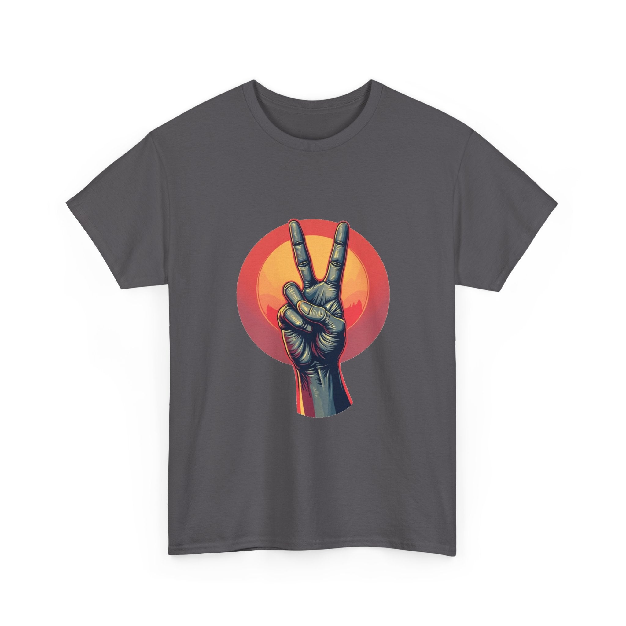 'Peace Sign' Graphic Retro Sunset Victory Hand T-Shirt
