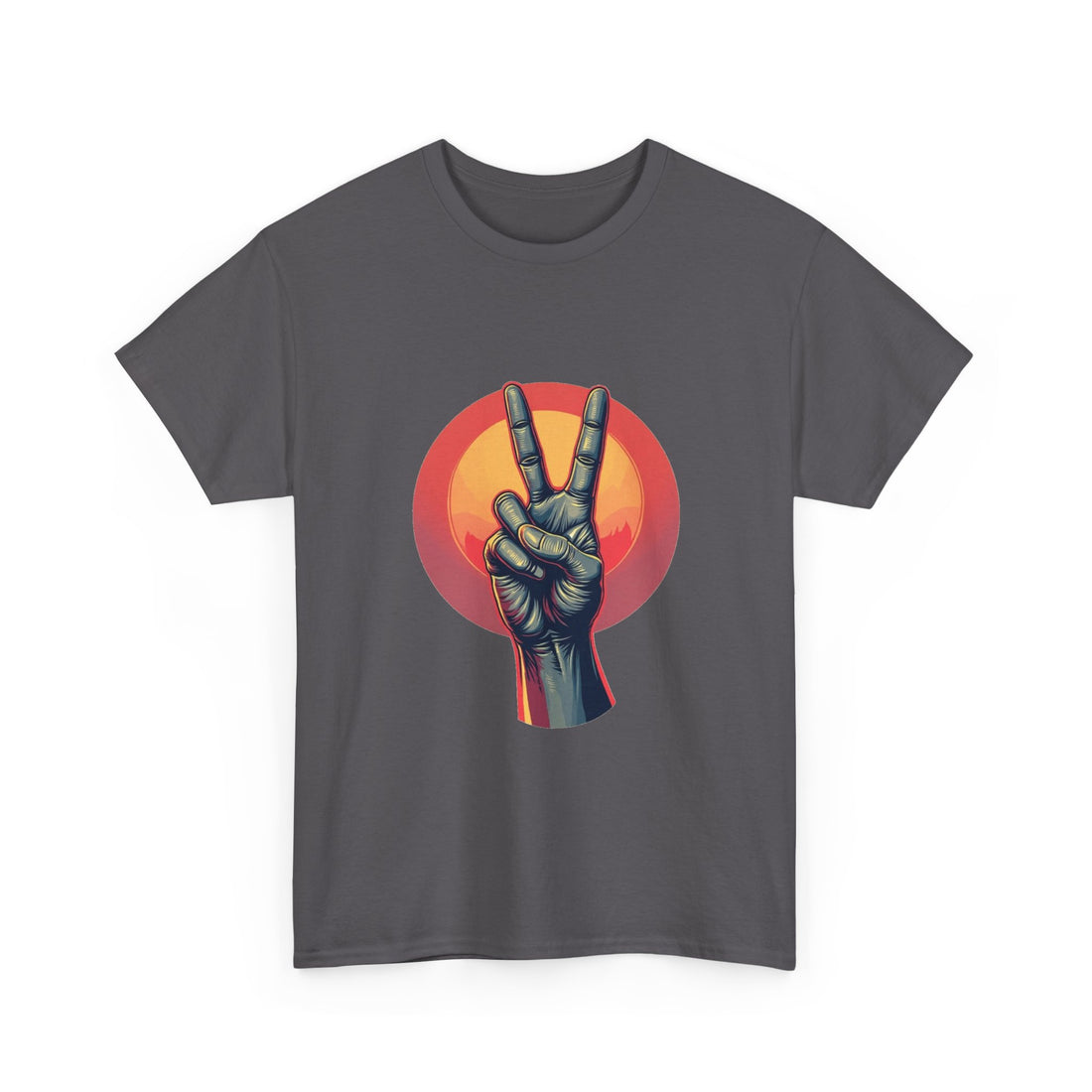 'Peace Sign' Graphic Retro Sunset Victory Hand T-Shirt