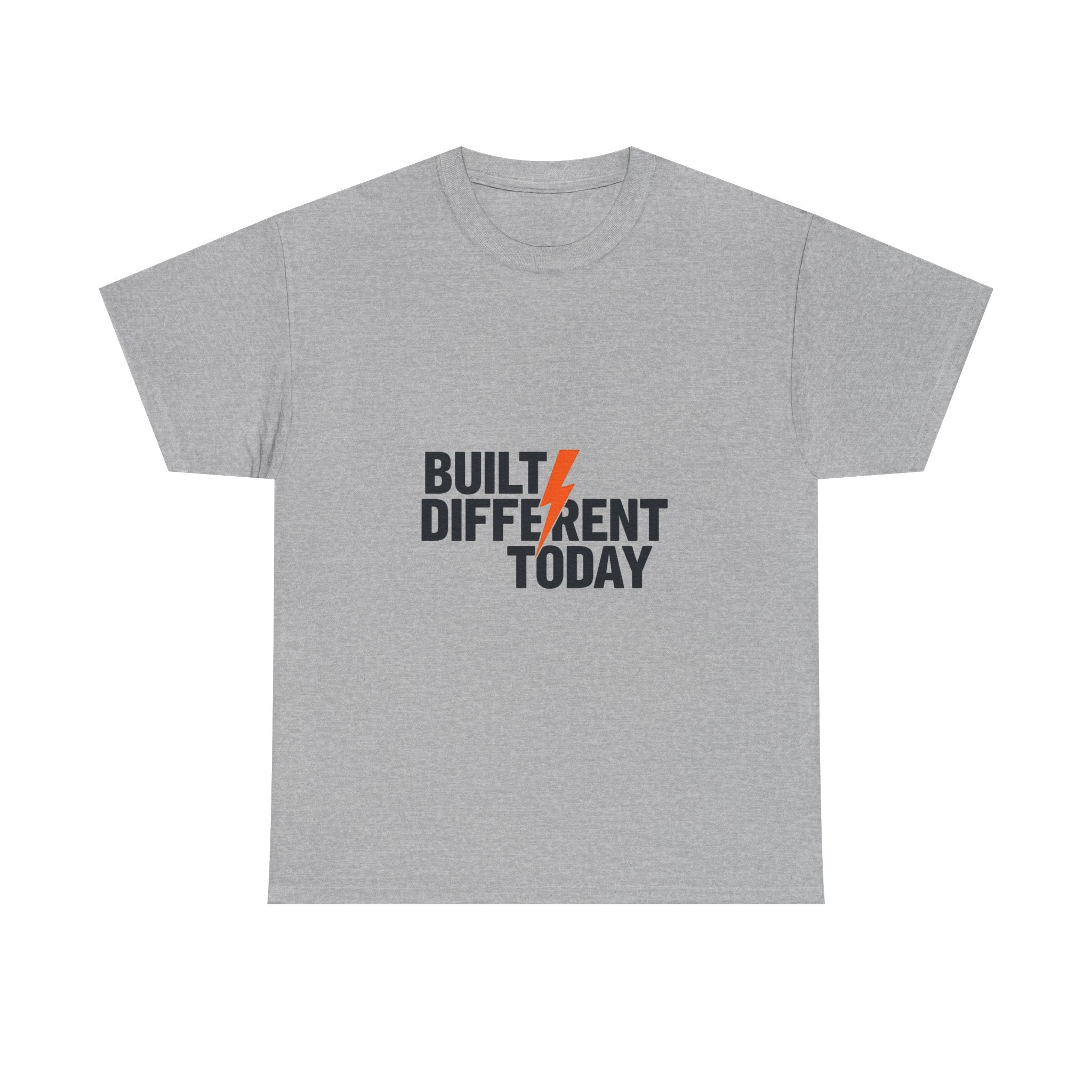 'Built Different Today' Motivational Graphic T‑Shirt with Lightning Bolt
