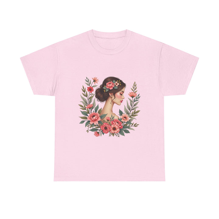 Floral Portrait Vintage Woman Flower Wreath Graphic Shirt