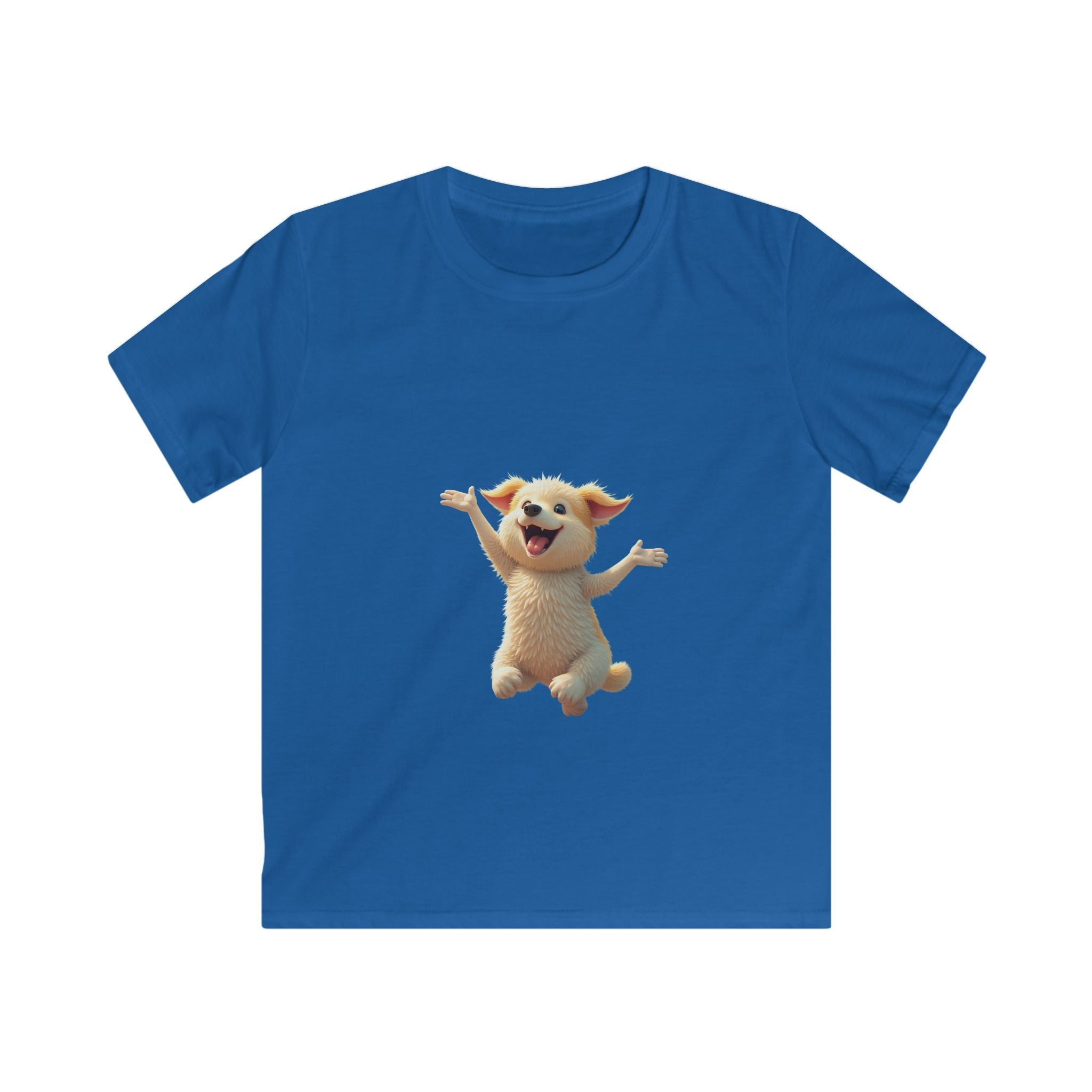Happy Jumping Fluffy Creature Cute Cartoon T‑Shirt