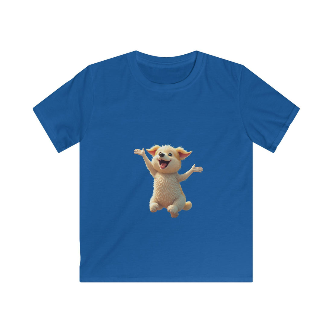 Happy Jumping Fluffy Creature Cute Cartoon T‑Shirt