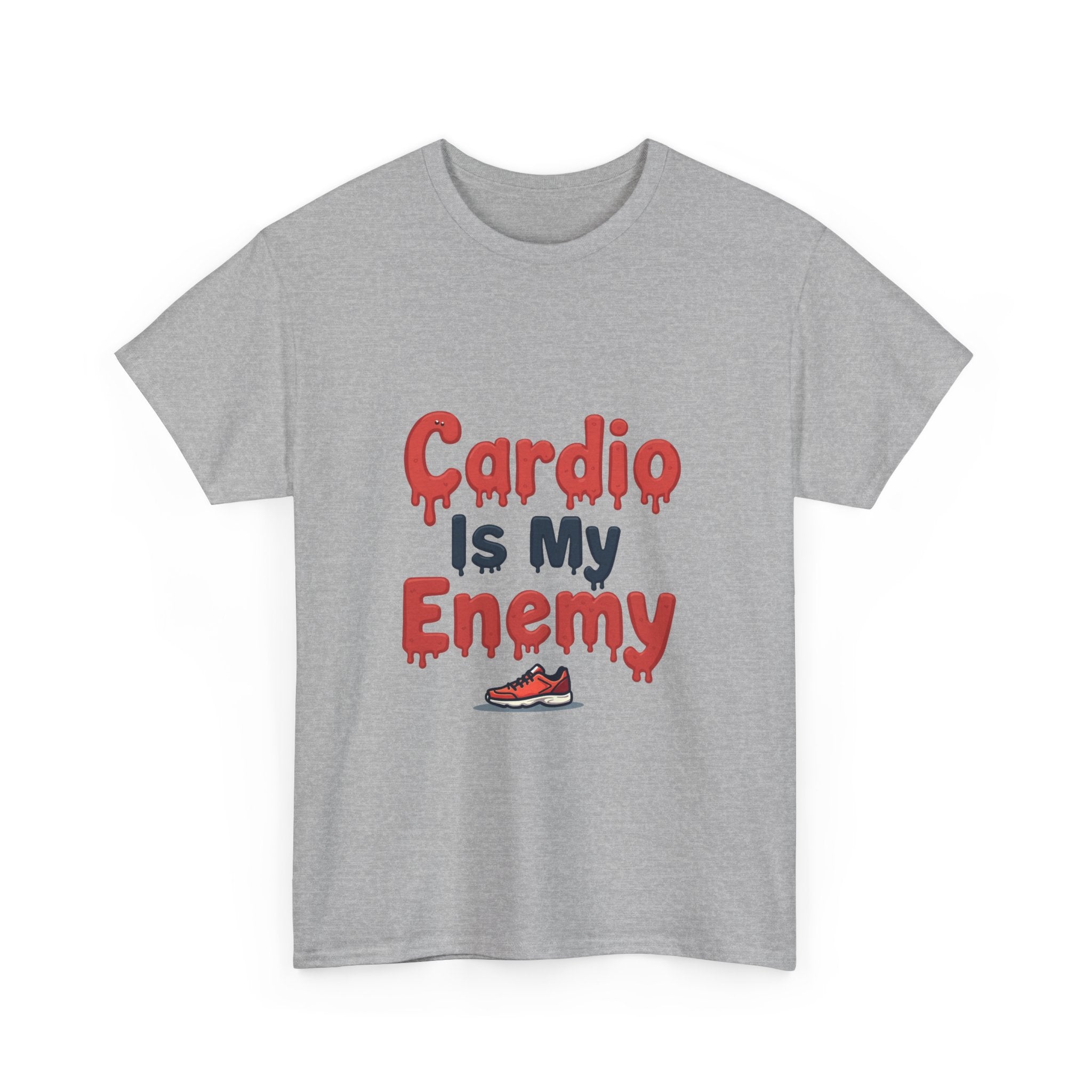 'Cardio Is My Enemy' Funny Gym Workout T-Shirt for Fitness Haters