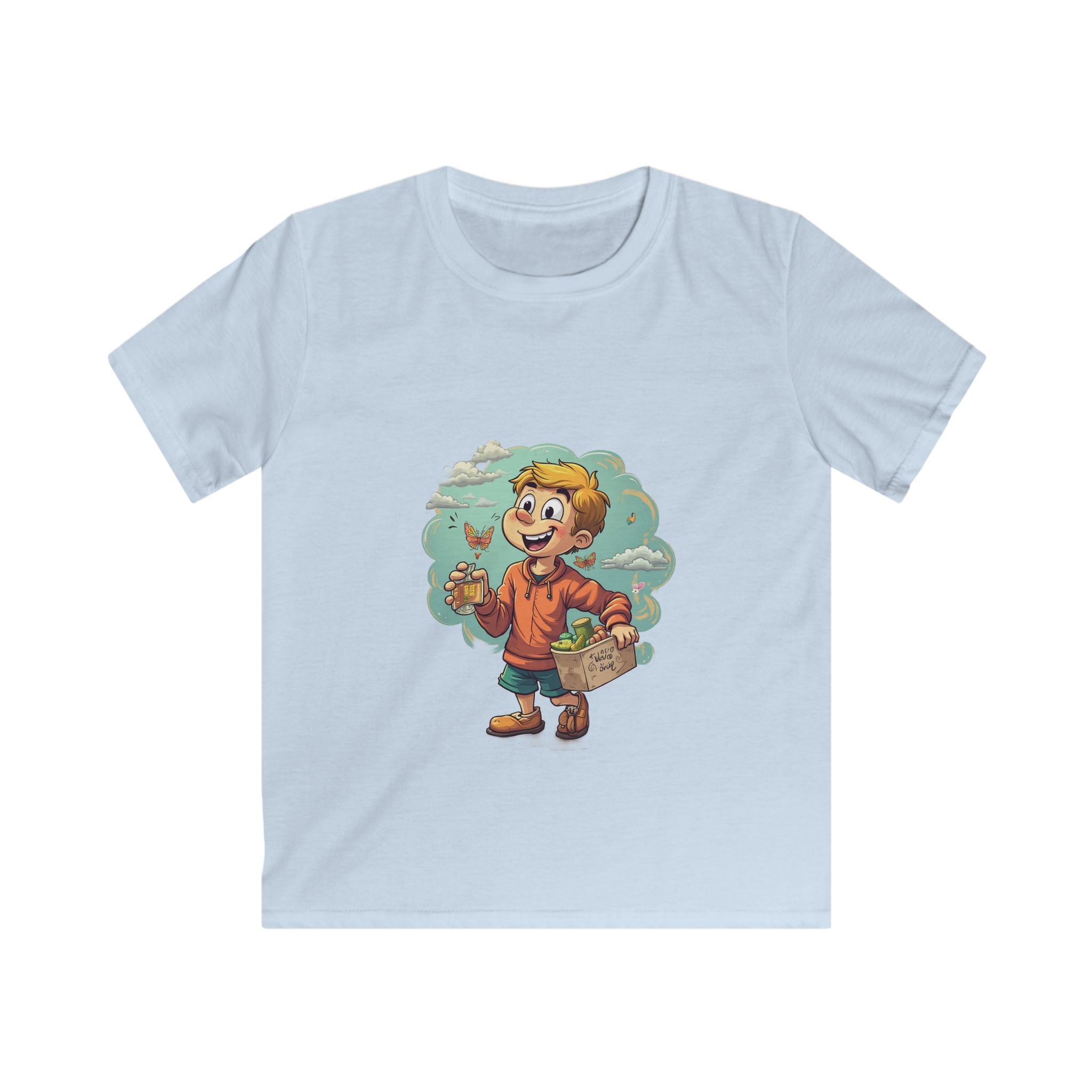Happy Kid with Snacks Cartoon Graphic Shirt