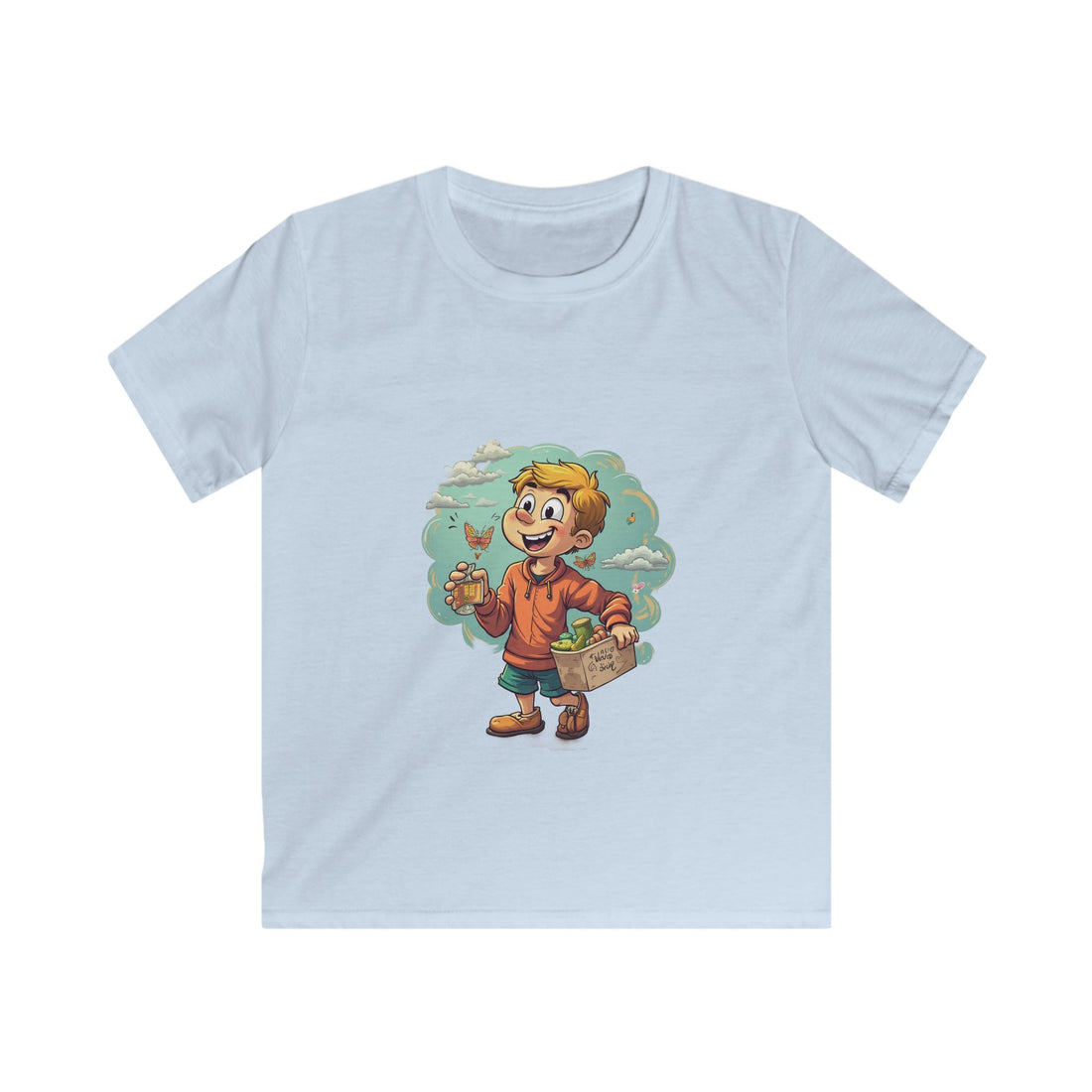 Happy Kid with Snacks Cartoon Graphic Shirt